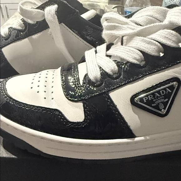 Prada Monochrome Leather Sneakers - Picture 6 of 16